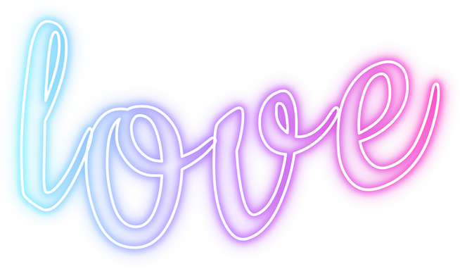 love lettering with neon text